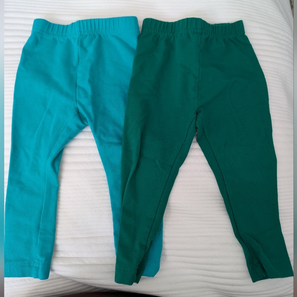 Hanna Andersson Green and Blue Leggings Bundle 80-85 CM